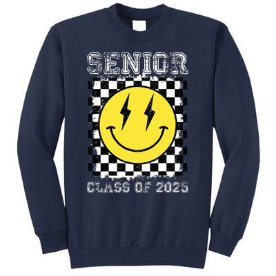 Senior 2025 Graduation Retro Happy Smile Face Class Of 2025 Sweatshirt