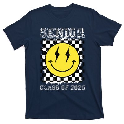 Senior 2025 Graduation Retro Happy Smile Face Class Of 2025 T-Shirt