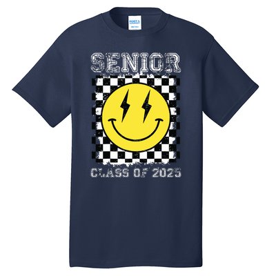 Senior 2025 Graduation Retro Happy Smile Face Class Of 2025 Tall T-Shirt