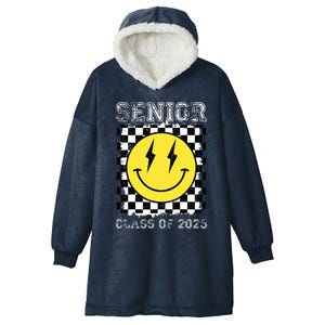 Senior 2025 Graduation Retro Happy Smile Face Class Of 2025 Hooded Wearable Blanket