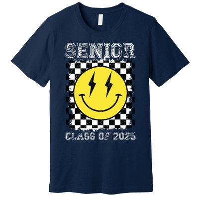 Senior 2025 Graduation Retro Happy Smile Face Class Of 2025 Premium T-Shirt