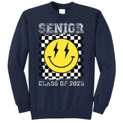 Senior 2025 Graduation Retro Happy Smile Face Class Of 2025 Tall Sweatshirt