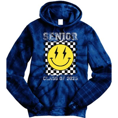 Senior 2025 Graduation Retro Happy Smile Face Class Of 2025 Tie Dye Hoodie