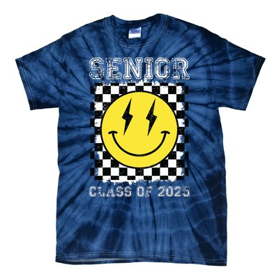 Senior 2025 Graduation Retro Happy Smile Face Class Of 2025 Tie-Dye T-Shirt