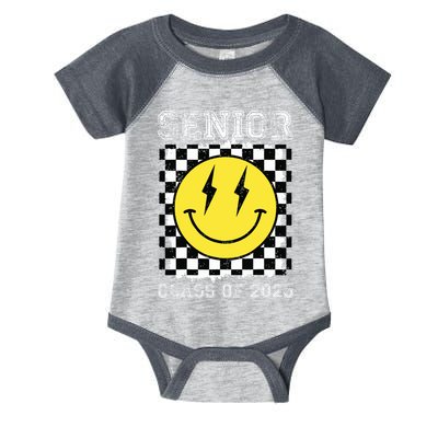 Senior 2025 Graduation Retro Happy Smile Face Class Of 2025 Infant Baby Jersey Bodysuit