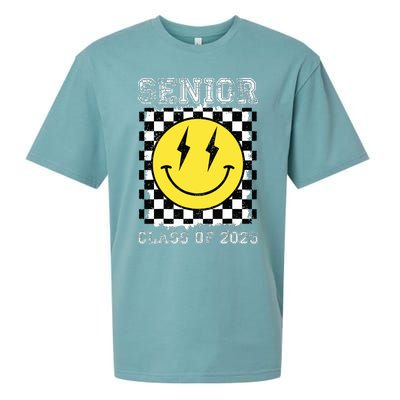 Senior 2025 Graduation Retro Happy Smile Face Class Of 2025 Sueded Cloud Jersey T-Shirt