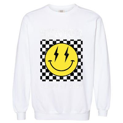 Senior 2025 Graduation Retro Happy Smile Face Class Of 2025 Garment-Dyed Sweatshirt