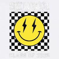 Senior 2025 Graduation Retro Happy Smile Face Class Of 2025 Garment-Dyed Sweatshirt