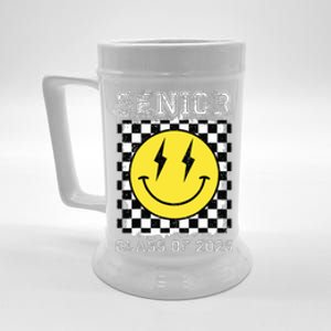 Senior 2025 Graduation Retro Happy Smile Face Class Of 2025 Beer Stein