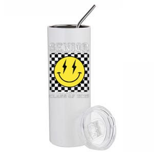 Senior 2025 Graduation Retro Happy Smile Face Class Of 2025 Stainless Steel Tumbler