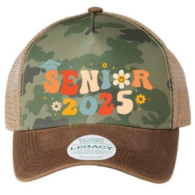 Senior 2025 Groovy Retro Senior Class Of 2025 Graduation Legacy Tie Dye Trucker Hat