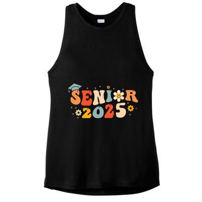 Senior 2025 Groovy Retro Senior Class Of 2025 Graduation Ladies PosiCharge Tri-Blend Wicking Tank