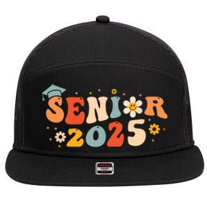 Senior 2025 Groovy Retro Senior Class Of 2025 Graduation 7 Panel Mesh Trucker Snapback Hat