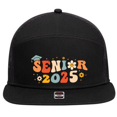Senior 2025 Groovy Retro Senior Class Of 2025 Graduation 7 Panel Mesh Trucker Snapback Hat