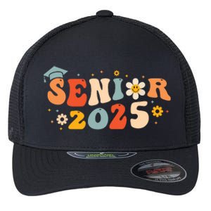 Senior 2025 Groovy Retro Senior Class Of 2025 Graduation Flexfit Unipanel Trucker Cap