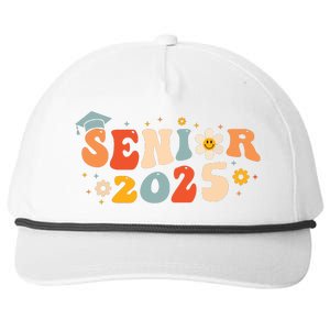 Senior 2025 Groovy Retro Senior Class Of 2025 Graduation Snapback Five-Panel Rope Hat