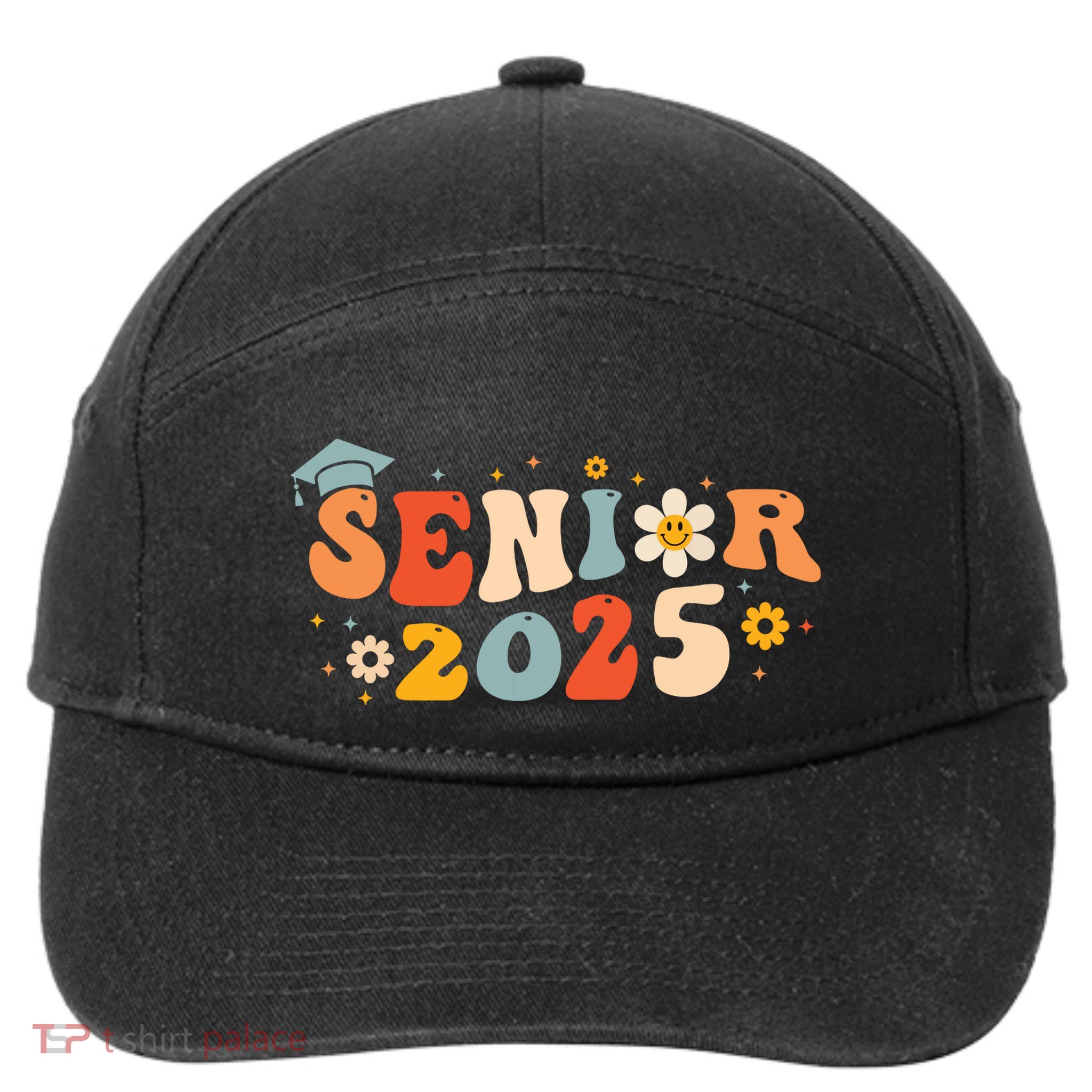 Senior 2025 Groovy Retro Senior Class Of 2025 Graduation 7-Panel Snapback Hat