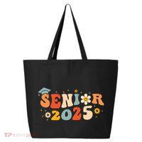 Senior 2025 Groovy Retro Senior Class Of 2025 Graduation 25L Jumbo Tote