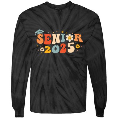 Senior 2025 Groovy Retro Senior Class Of 2025 Graduation Tie-Dye Long Sleeve Shirt