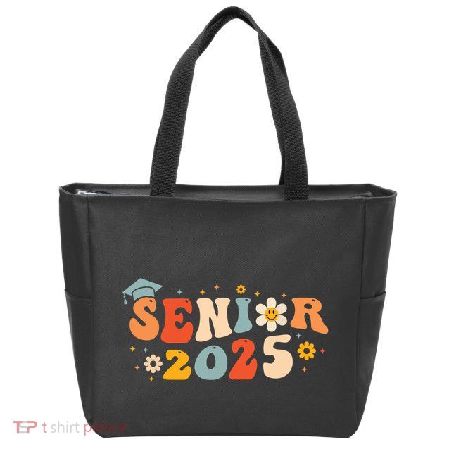 Senior 2025 Groovy Retro Senior Class Of 2025 Graduation Zip Tote Bag