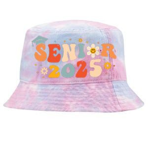 Senior 2025 Groovy Retro Senior Class Of 2025 Graduation Tie-Dyed Bucket Hat