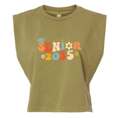 Senior 2025 Groovy Retro Senior Class Of 2025 Graduation Garment-Dyed Women's Muscle Tee
