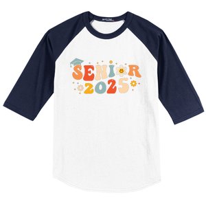 Senior 2025 Groovy Retro Senior Class Of 2025 Graduation Baseball Sleeve Shirt