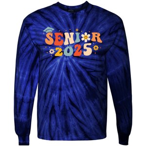 Senior 2025 Groovy Retro Senior Class Of 2025 Graduation Tie-Dye Long Sleeve Shirt