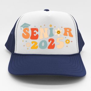 Senior 2025 Groovy Retro Senior Class Of 2025 Graduation Trucker Hat