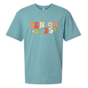 Senior 2025 Groovy Retro Senior Class Of 2025 Graduation Sueded Cloud Jersey T-Shirt