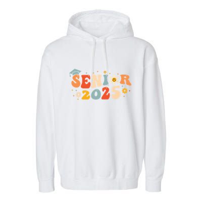 Senior 2025 Groovy Retro Senior Class Of 2025 Graduation Garment-Dyed Fleece Hoodie