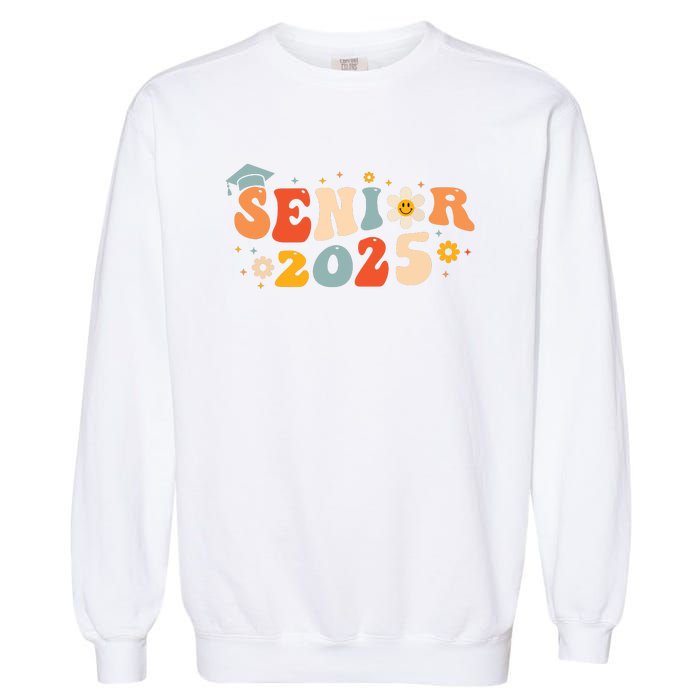 Senior 2025 Groovy Retro Senior Class Of 2025 Graduation Garment-Dyed Sweatshirt