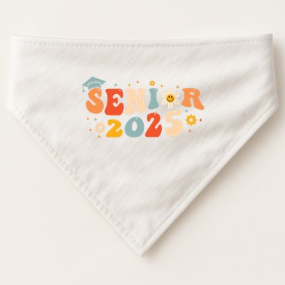 Senior 2025 Groovy Retro Senior Class Of 2025 Graduation USA-Made Doggie Bandana