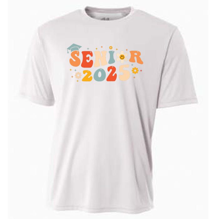 Senior 2025 Groovy Retro Senior Class Of 2025 Graduation Cooling Performance Crew T-Shirt