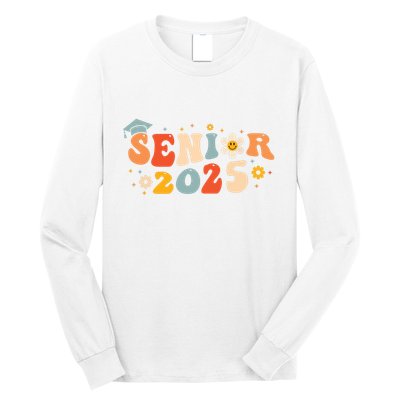 Senior 2025 Groovy Retro Senior Class Of 2025 Graduation Long Sleeve Shirt
