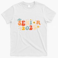 Senior 2025 Groovy Retro Senior Class Of 2025 Graduation T-Shirt