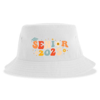 Senior 2025 Groovy Retro Senior Class Of 2025 Graduation Sustainable Bucket Hat