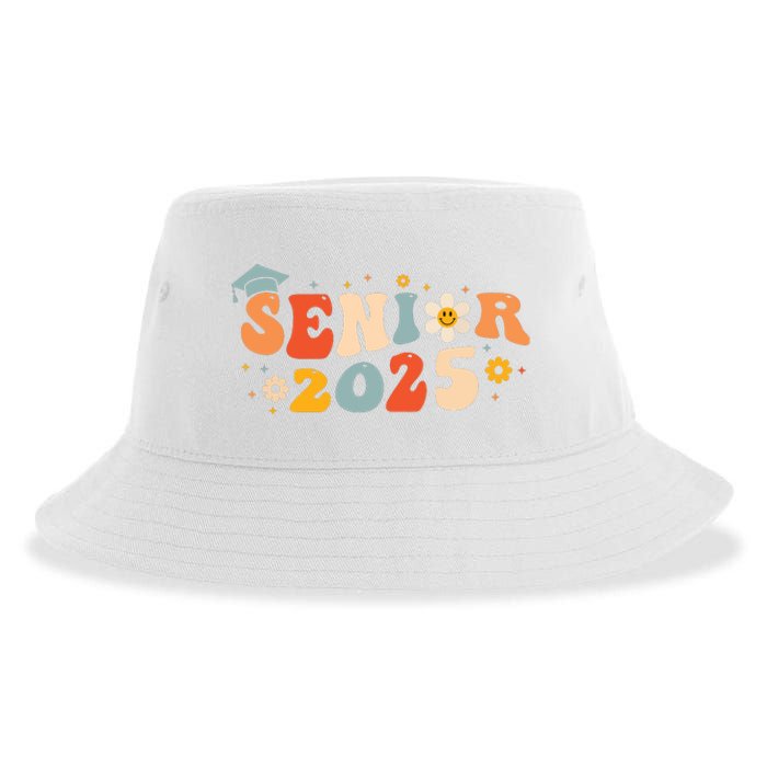 Senior 2025 Groovy Retro Senior Class Of 2025 Graduation Sustainable Bucket Hat