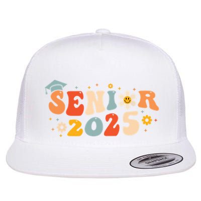 Senior 2025 Groovy Retro Senior Class Of 2025 Graduation Flatbill Hat
