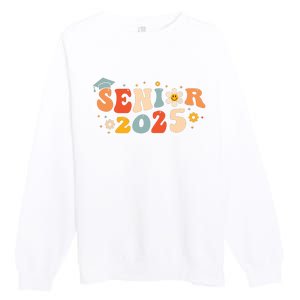 Senior 2025 Groovy Retro Senior Class Of 2025 Graduation Premium Crewneck Sweatshirt