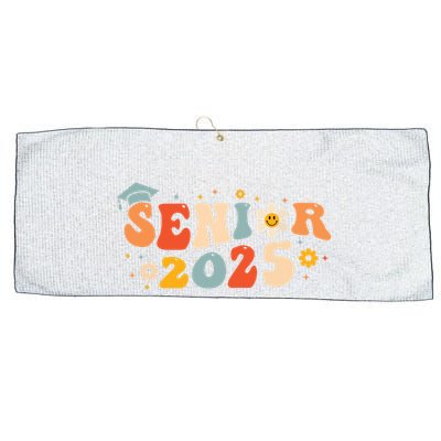 Senior 2025 Groovy Retro Senior Class Of 2025 Graduation Large Microfiber Waffle Golf Towel