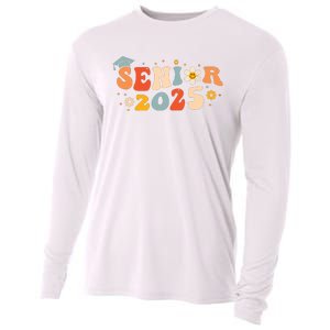 Senior 2025 Groovy Retro Senior Class Of 2025 Graduation Cooling Performance Long Sleeve Crew