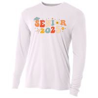 Senior 2025 Groovy Retro Senior Class Of 2025 Graduation Cooling Performance Long Sleeve Crew