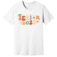 Senior 2025 Groovy Retro Senior Class Of 2025 Graduation Premium T-Shirt