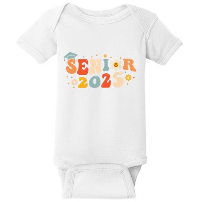 Senior 2025 Groovy Retro Senior Class Of 2025 Graduation Baby Bodysuit