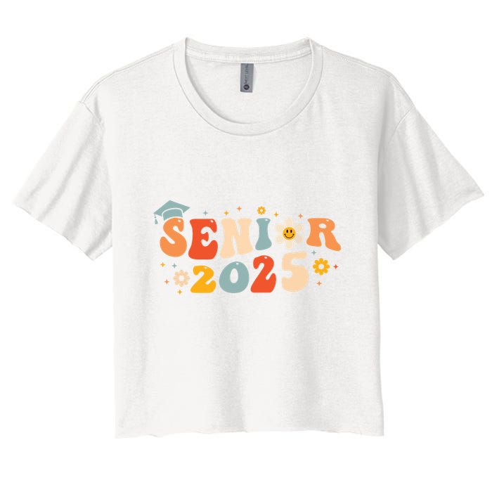 Senior 2025 Groovy Retro Senior Class Of 2025 Graduation Crop Top