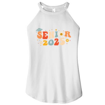 Senior 2025 Groovy Retro Senior Class Of 2025 Graduation Women's Perfect Tri Rocker Tank