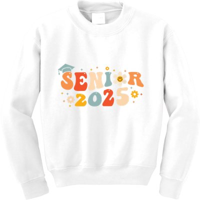 Senior 2025 Groovy Retro Senior Class Of 2025 Graduation Kids Sweatshirt