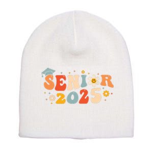 Senior 2025 Groovy Retro Senior Class Of 2025 Graduation Short Acrylic Beanie