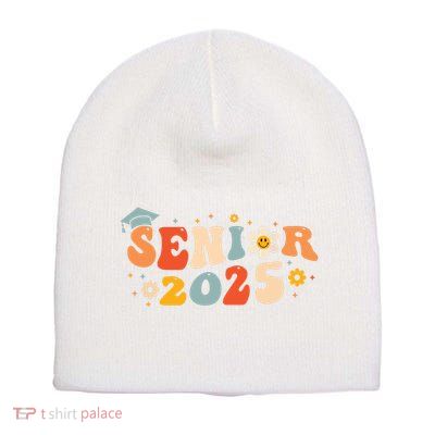 Senior 2025 Groovy Retro Senior Class Of 2025 Graduation Short Acrylic Beanie